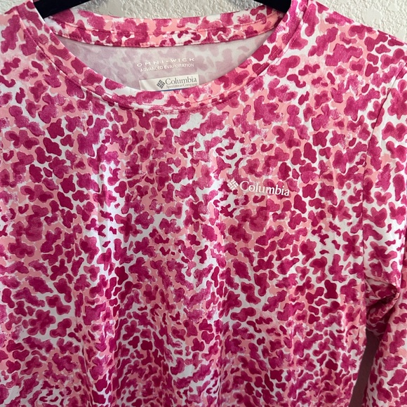 Columbia PFG Super Terminal Tackle Long Sleeve Pink Leopard Print Shirt Girls XL - Picture 2 of 5